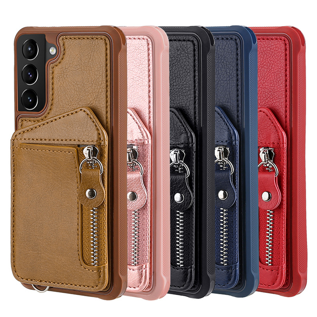 For Galaxy S22 S21 Soft Leather Shockproof Cover Slim PU Wallet Phone Case for samsung S22 S21