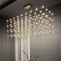 Lustre de plafond LED en acier inoxydable de style contemporain, hauteur réglable, or, blanc chaud, intensité variable, moyen, 3 ans