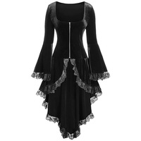 Veste gothique en velours à manches longues en dentelle pour femme, robe de Vampire pour dames aristocratique, Cosplay Lolita