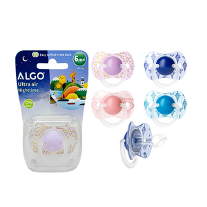 ALGO Sucette de <span class=keywords><strong>nuit</strong></span> à tête plate Sucette en silicone qui brille dans le noir Sucette pour bébé sans BPA - Product Image 1