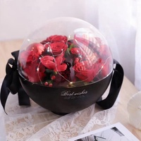 Boîte cadeau de luxe réutilisable personnalisée en gros, nouveau design simple boîte florale ronde rose acrylique savon fleur coffrets cadeaux avec fenêtre.