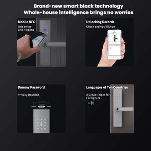 قفل ذكي أبيض للأبواب الخشبية مع لوحة مفاتيح واي فاي وبلوتوث وبطاقة وكلمة مرور وماسح بصمات الأصابع، يعمل بتطبيق Tuya TT للمنزل والمكتب والفندق - Product Image 5