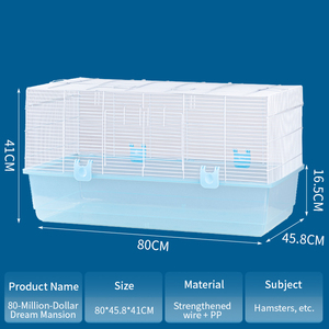 Cage de base pour hamster 80 cm, grande cage pour hamster, plateau inférieur surélevé, ensemble complet avec roue d'exercice, villa en métal extra-large. - Product Image 5