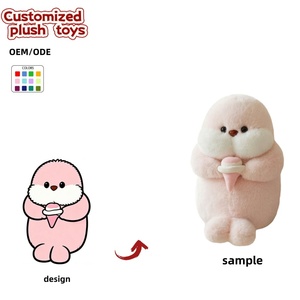 Peluche de León Marino Rosa Personalizado OEM/ODM - Colores y Diseños Personalizables, Foca de Peluche Personalizada con Helado para Regalos - Product Image 1