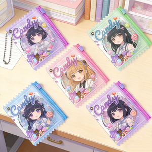 Bolsa de dulces estilo japonés, funda transparente de PVC para tarjetas de identificación, soporte protector para insignias, bolsa de almacenamiento para accesorios Gu Mei y pines. - Product Image 1