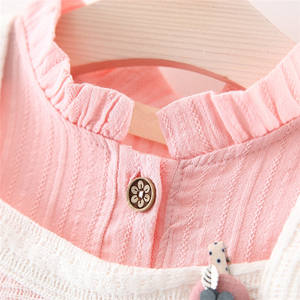 Vestidos de Princesa de Manga Larga Color Rosa con Estampado de Primavera para Niñas, Disfraces de Boda para Niños, Venta al por Mayor - Product Image 5