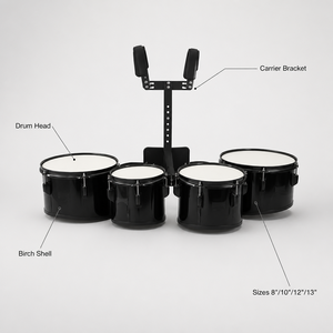 Batterie <span class=keywords><strong>de</strong></span> tambours professionnelle en érable Quad 4 pour fanfare, performance extérieure sur le terrain, logo personnalisé, vente en gros - Product Image 5