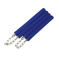 Nunchaku Busa Baja Tahan Karat Tradisional yang Aman dengan Tali dan Rantai, Dapat Disesuaikan, Senjata Bela Diri Kung Fu Spons