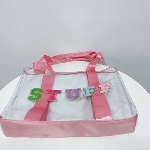 Sac fourre-tout en PVC transparent avec broderie de logo personnalisé coloré et poignées souples, option imperméable de haute qualité, très vendue - Product Image 3