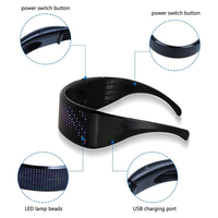 Lunettes lumineuses LED à couleurs changeantes, contrôlables par application Bluetooth, rechargeables par USB, pour fêtes de Noël et autres occasions.