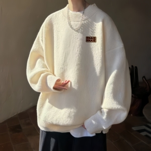 Pull En Tricot De Bloc De Couleur Pour Homme - Automne Hiver - Gris Gris - Prêt-à-Porter