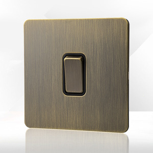 Interruptor <span class=keywords><strong>de</strong></span> Pared Decorativo para el <span class=keywords><strong>Hogar</strong></span>, Exportación <span class=keywords><strong>de</strong></span> Comercio Exterior MFW, Panel <span class=keywords><strong>de</strong></span> Acero Inoxidable Cepillado Bronce Personalizado, Enchufe del Reino Unido 13A IP20 - Product Image 3