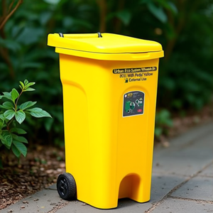 Bidone à couvercle coulissant (80L) avec pédale URBAN ECO SYSTEM Jaune 25605 - Product Image 3