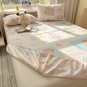 Cute Cartoon Eco-Friendly All-Season Bed <strong>Sheet</strong> 40S Cotton <strong>Fitted</strong> Cover Soft Breathable Kids &amp; Adults Bedding Mattress - Product Image 4
