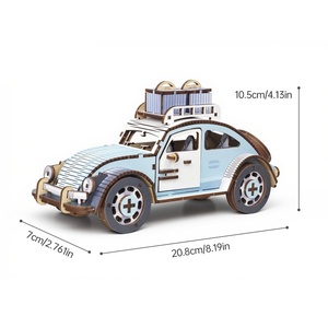 Puzzle 3D in Legno Personalizzato MCX, Modello di Auto Beetle, Ornamento <span class=keywords><strong>da</strong></span> Scrivania Fai-<span class=keywords><strong>da</strong></span>-Te Artigianale |   51-100 Pezzi Età Consigliata 14+ - Product Image 5
