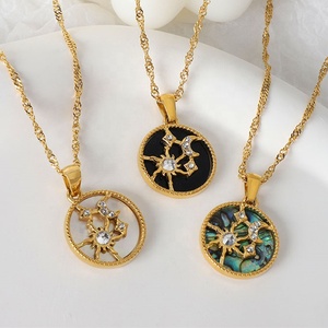 <span class=keywords><strong>Collana</strong></span> da donna alla moda 2023 con conchiglia, acciaio inossidabile placcato oro 18 carati, diamante, <span class=keywords><strong>luna</strong></span>, stella e <span class=keywords><strong>sole</strong></span>. - Product Image 2