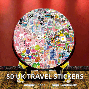 ชุดสติกเกอร์ลายรถบัสสไตล์อังกฤษ 50 ชิ้น สติกเกอร์ตกแต่งวิวเมืองรถบัสสีแดง ไวนิลติดเองสำหรับตกแต่งสมุดแพลนเนอร์และของที่ระลึกการเดินทาง - Product Image 2
