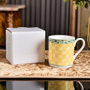 Mug et soucoupe en céramique à carreaux de style américain luxueux pour les cafés - Product Image 3