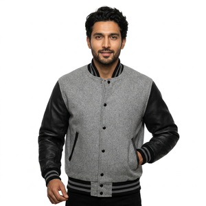 Bulk Plain Wool Baseball <b>Jacket</b> For <b>Men</b> Custom Embroidered <b>Letter</b> Private Label Wholesale Blank <b>Men's</b> Clothing Varsity <b>Jacket</b> - Product Image 1