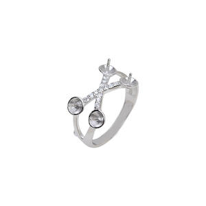 S925 Silver <b>Adjustable</b> Female Living <b>Ring</b> 4-Bead 5-6 Open DIY Pearl Accessory Holder 224 <b>Size</b> - Product Image 5