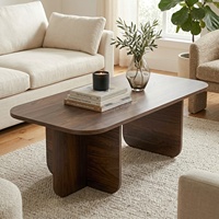 Table basse rectangulaire minimaliste en noyer de style Japandi nordique pour salon