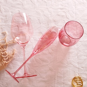 Verre à vin sans <span class=keywords><strong>plomb</strong></span> en cristal rose, sans pied, à coupe oblique, à bord incliné, pour bière, eau, champagne - Product Image 5