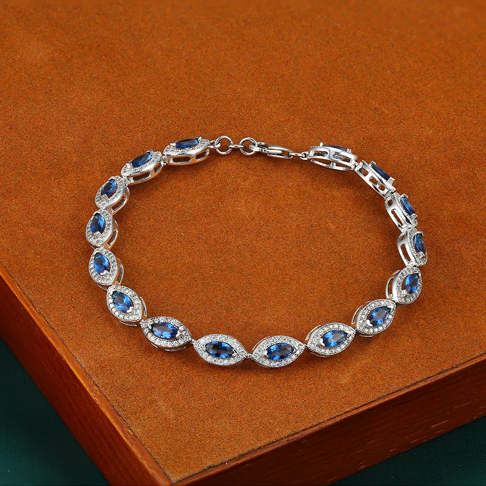 Grace Jewelry Blue Sapphire Silver Luxury Fashion Jewelry Love Relationship Bracelets Bangles