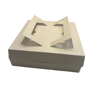 Popolare cartone bianco grande torta scatola di stampa logo personalizzato <span class=keywords><strong>per</strong></span> la torta di imballaggio con maniglia finestra di plastica - Product Image 1