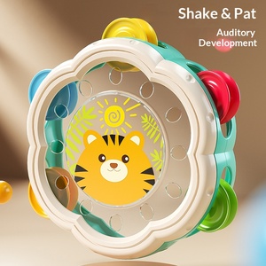 Tambourin en plastique pour tout-petits, jouet musical à claquer, instrument de musique en forme de fleur, cloche à main, tambour - Product Image 5