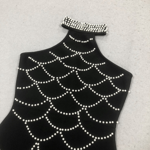 Abito lungo da sera nero elegante a sirena con perle personalizzate, vestito da ballo aderente, <span class=keywords><strong>abbigliamento</strong></span> da festa da donna, produttore - Product Image 6