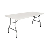 Tables pliantes rectangulaires en plastique blanc GARIDA de 6 pieds (180 cm) pliables en deux pour les mariages GCFT-008