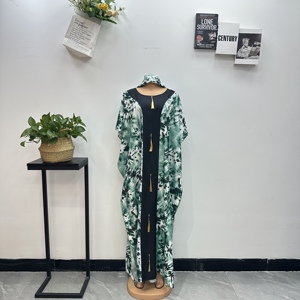 Nouvelle <span class=keywords><strong>robe</strong></span> africaine imprimée tie-dye tendance avec détails de kaftan à franges, <span class=keywords><strong>maxi</strong></span> abaya assortie à un foulard, <span class=keywords><strong>robe</strong></span> pour femmes - Product Image 6