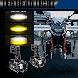 Mini Faro Auxiliar de 80w para Motocicleta, Proyector LED Amarillo y Blanco, Luces Antiniebla LED para Auto - Product Image 5
