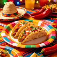 Assiettes en papier Fiesta, vaisselle jetable colorée pour les fêtes de tacos et les célébrations