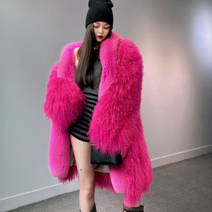 겨울 유행 숙녀 정품 티베트 양고기 모피 코트 여성 여우 모피 플러스 사이즈 재킷과 진짜 몽골 울 모피 코트 - Product Image 6