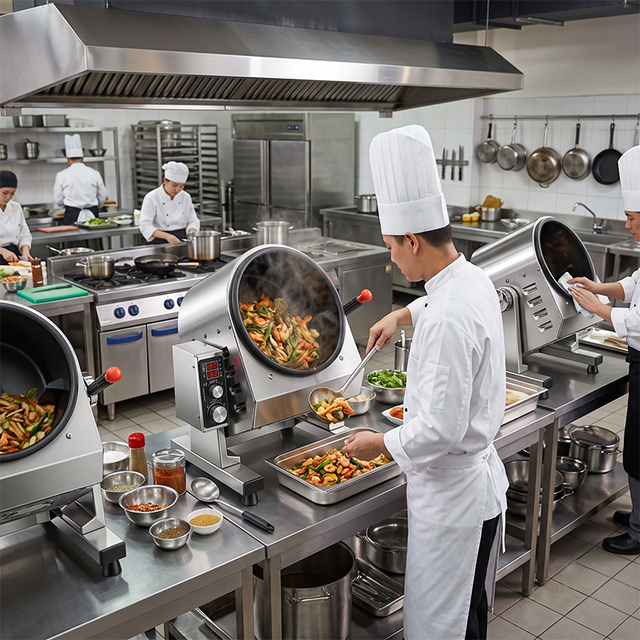 Restaurant Robot Industrial Commercial Electric Kitchen Automatic Stir Fry Fried Rice Cooking Wok Machine Pot Cooker Equipment