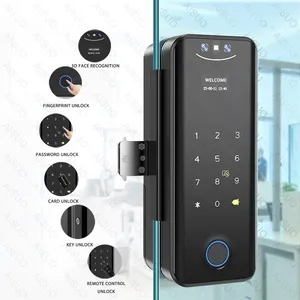 Kunci pengenalan wajah WIFI TUYA terlaris dengan kamera Bluetooth aplikasi kartu sidik jari Digital kantor kaca kunci pintu - Product Image 1