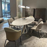Table de salle à manger ovale en marbre, style minimaliste italien moderne, sur mesure, pour la maison, la salle à manger, l'hôtel, le restaurant