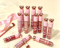 Ensemble de gloss repulpant pour les lèvres en forme de cœur, changeant de couleur, végétalien, hydratant, brillant liquide, OEM, marque privée, maquillage personnalisé