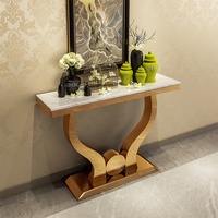Table console victorienne de haute qualité en acier inoxydable doré en forme de cœur pour couloir d'hôtel