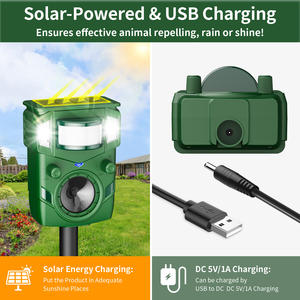 Repelente de animales ultrasónico con energía Solar, disuasorio de gatos para exteriores con Sensor de movimiento, efectivo para pájaros/gatos/monos - Product Image 4