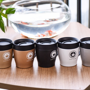Mug à café de bureau 300 ml avec poignée-cuillère, tasse isotherme en acier inoxydable 304, logo personnalisé - Product Image 4