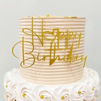 Topper Kue Ulang Tahun Cermin Akrilik, Topper Kue Samping, Topper Kue Emas, Hiasan Kue untuk Perlengkapan Pesta Ulang Tahun