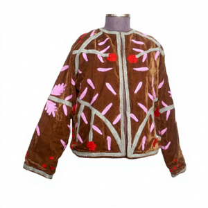 Handmade Beautiful Suzani Embroidery Floral <b>Pattern</b> Winter Eco-Friendly Quick Dry High Quality <b>Quilted</b> Cotton <b>Jacket</b> Women's - Product Image 1