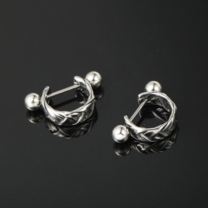 Woven <b>Stud</b> Earrings Tibetan <b>Silver</b> Geometric Design CF114 - Product Image 3