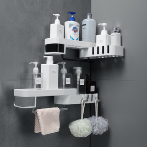 Estante de almacenamiento para baño, organizador de montaje en pared autoadhesivo sin perforación, soporte giratorio expandible para champú - Product Image 6