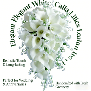 Bouquet da Sposa in Lattice Real Touch con Calla Bianche e Mughetto, <span class=keywords><strong>Fiore</strong></span> Artificiale Decorativo Moderno per Matrimoni - Product Image 2