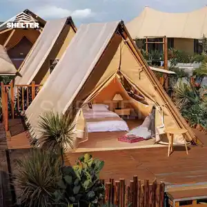 Outdoor Luxury Hotel Small Safari Lodge Canvas Waterproof Resort Glamping Tents With Bathroom
