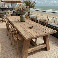 Table rustique en bois massif naturel pour restaurant, cuisine familiale, salle à manger, espace détente
