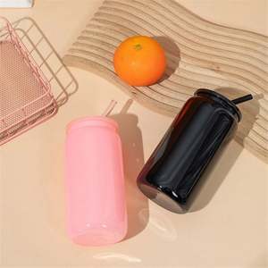 Bière Offre Spéciale Potable En Plastique 16Oz Coloré Couleur Unie Noir En Plastique Canette De Bière Avec Couvercle - Product Image 4